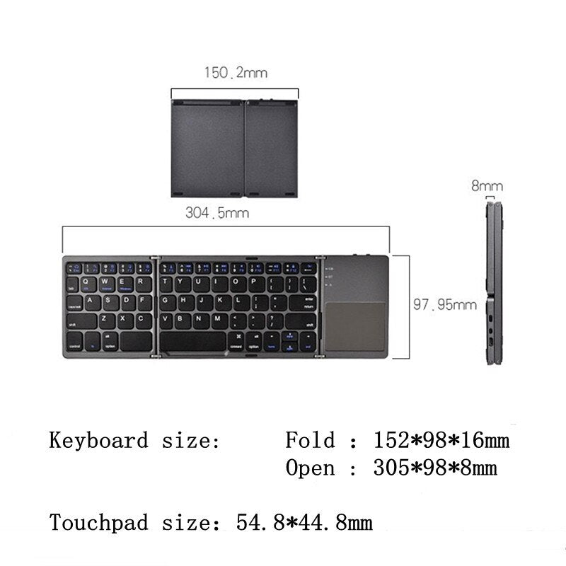 Folding Bluetooth Keyboard Touchpad | Folding Keyboard Mobile Phone -