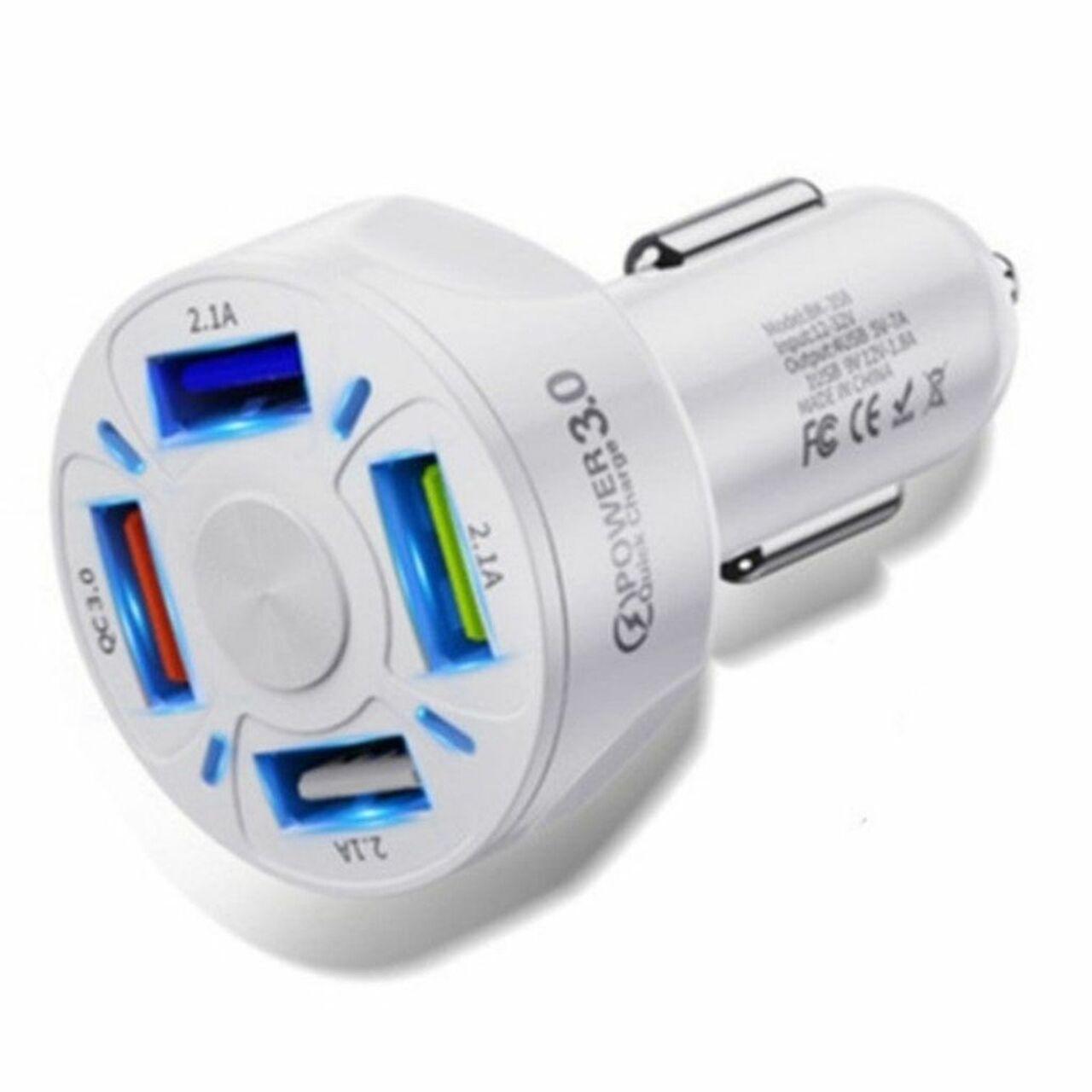 4 Port LED Car Charger and Iphone  Cable Bundle