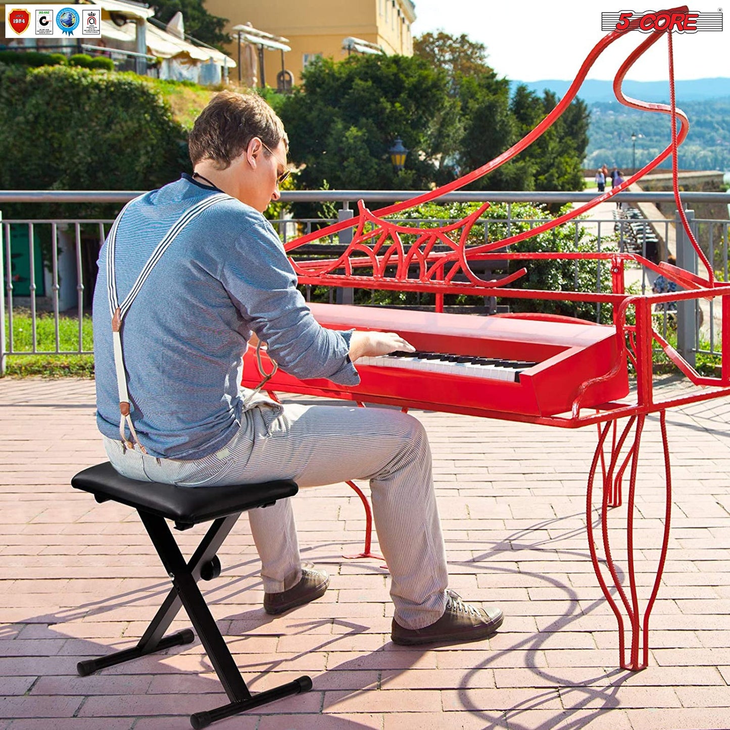 5Core Folding Piano Keyboard Bench Padded Stool X Seat Chair