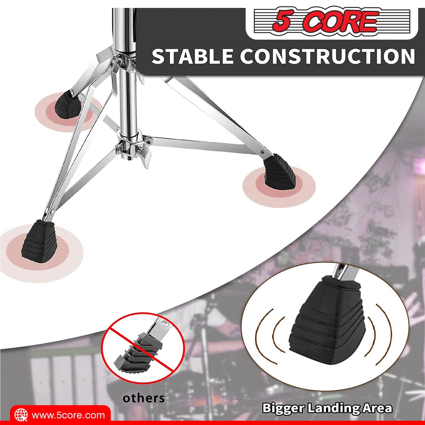 5 Core Saddle Drum Throne Height Adjustable Padded Seat Drum Stool,