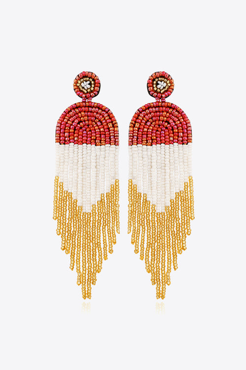 Beaded Fringe Dangle Earrings