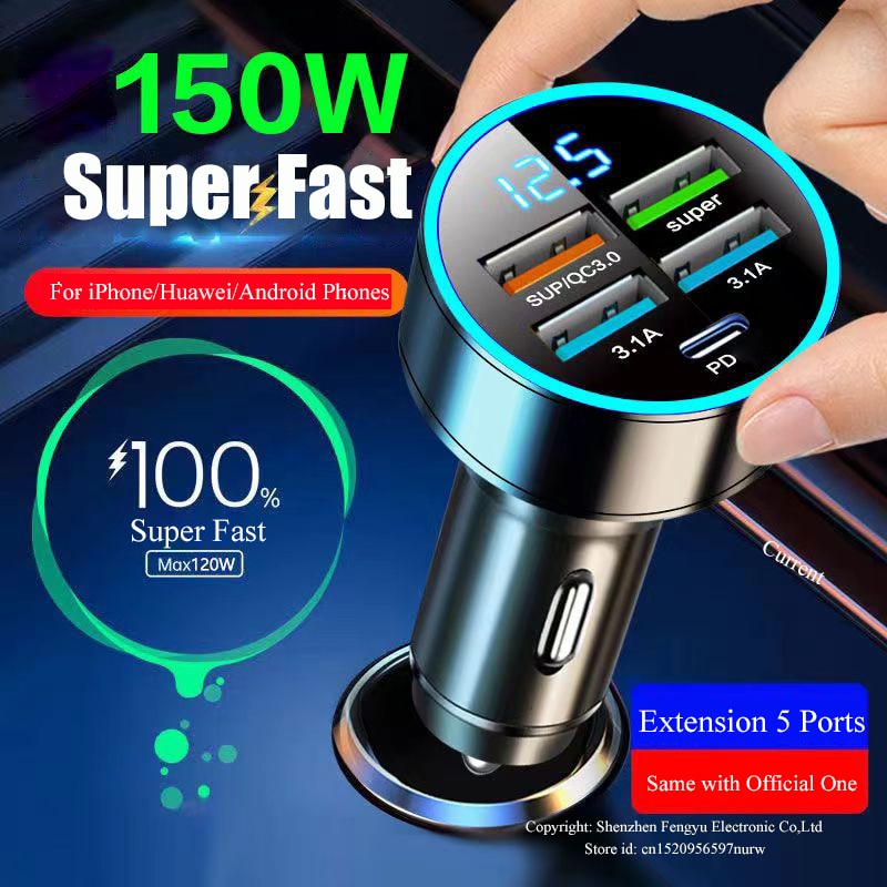 Car Charger Iphone 14 | Car Charger Adapter 150w | Fast 4 Port Car