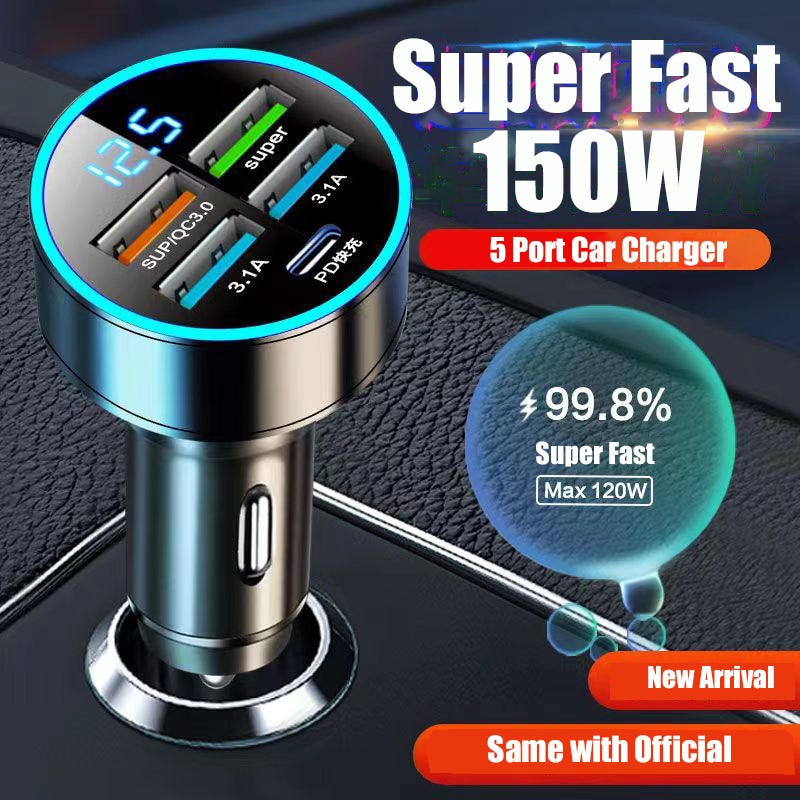 Car Charger Iphone 14 | Car Charger Adapter 150w | Fast 4 Port Car