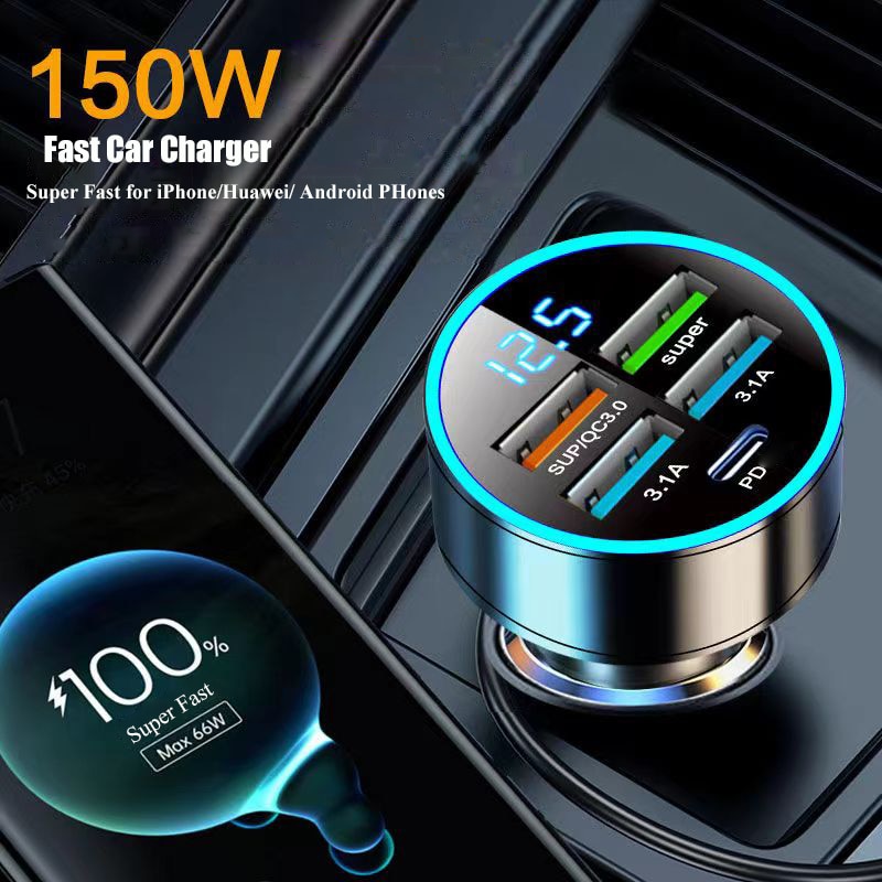 Car Charger Iphone 14 | Car Charger Adapter 150w | Fast 4 Port Car