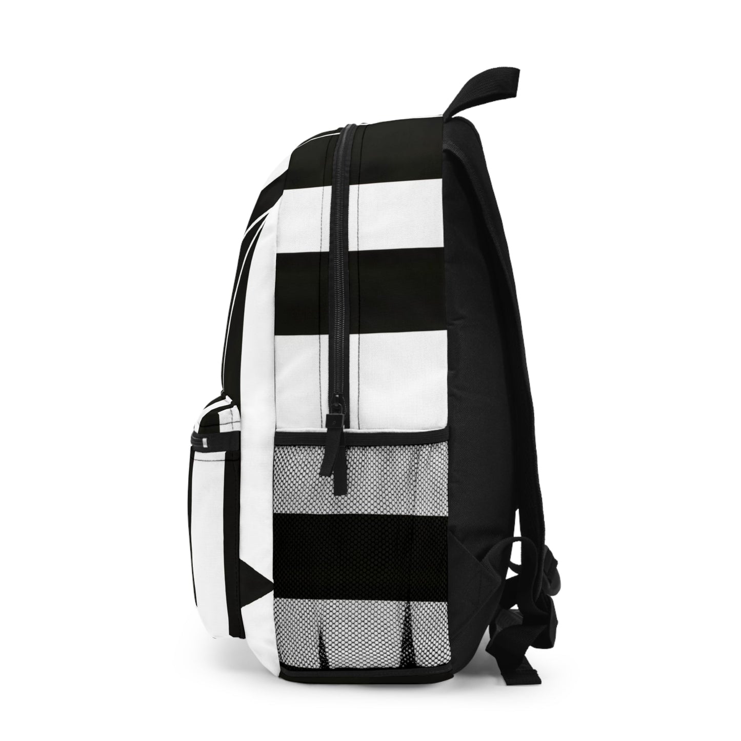 Backpack - Large Water-Resistant Bag, Black And White Geometric