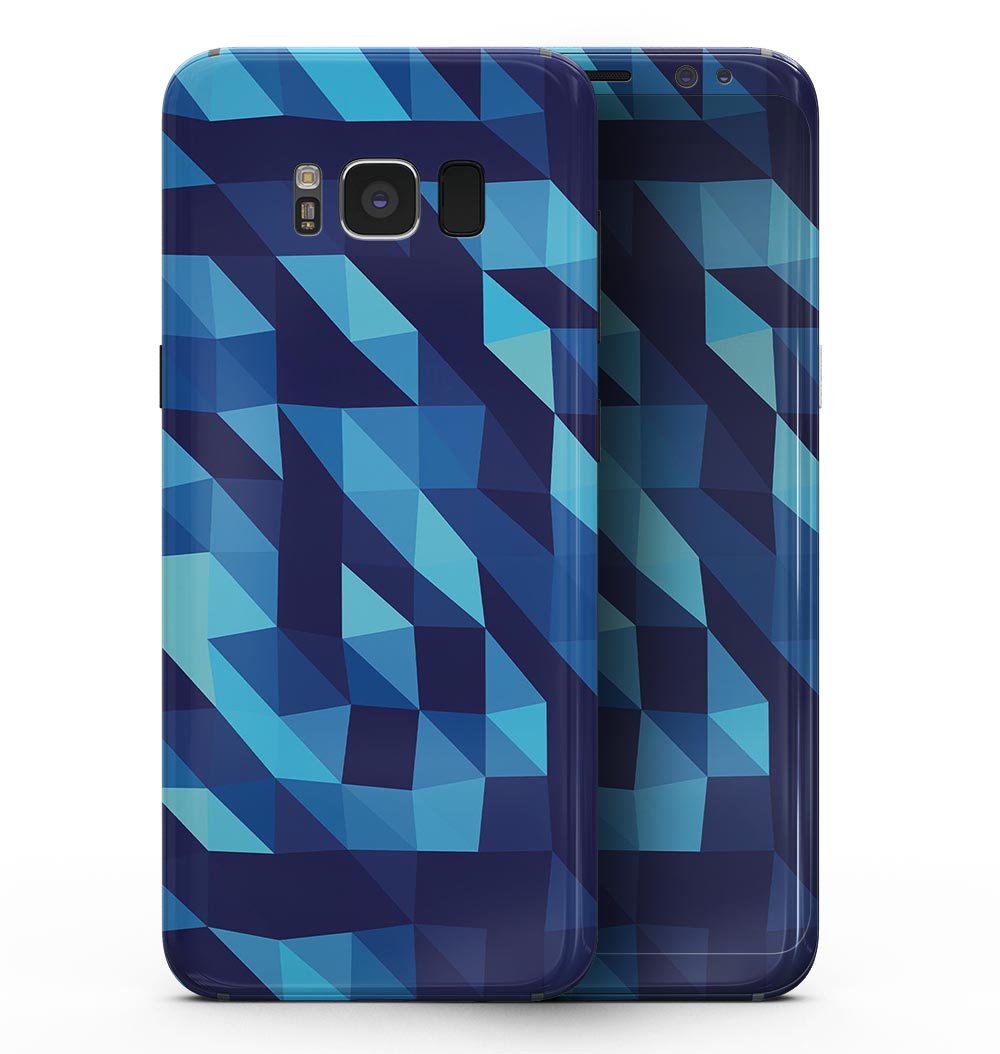 50 Shades of Blue Geometric Triangles - Samsung Galaxy S8 Full-Body