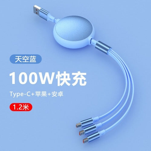 6A 100W 3in1 2in1 Fast USB Cable for Huawei/Honor Retractable Portable