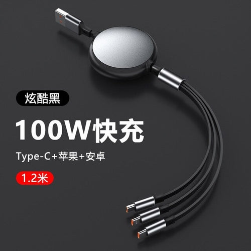 6A 100W 3in1 2in1 Fast USB Cable for Huawei/Honor Retractable Portable