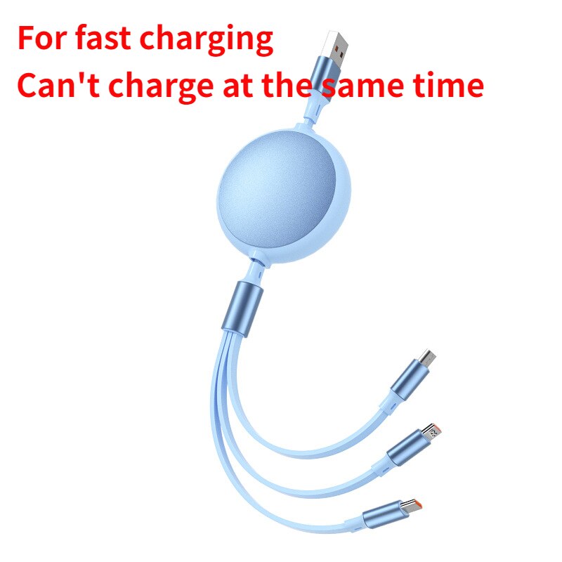 6A 100W 3in1 2in1 Fast USB Cable for Huawei/Honor Retractable Portable