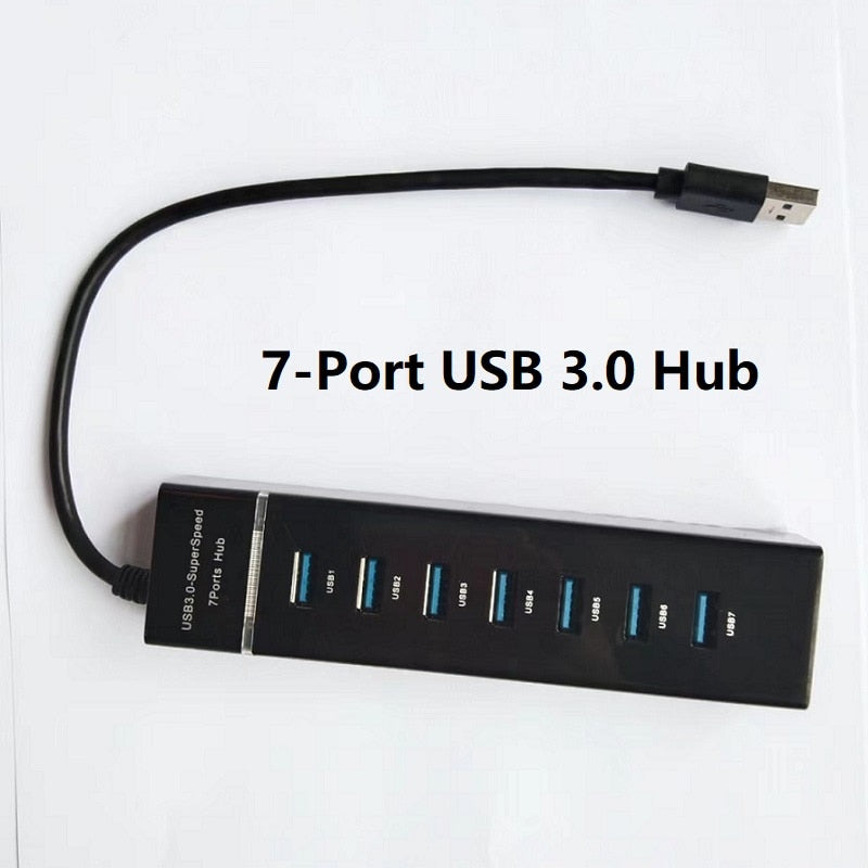 7 Port USB 3.0 Hub USB Splitter with 30/120cm Long Cable Multi USB