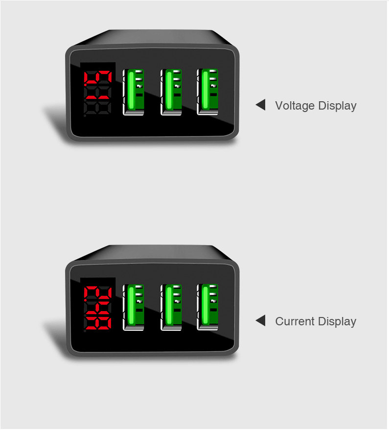 PBG 3 port LED Display Wall Charger and 3 in 1 Cable Bundle