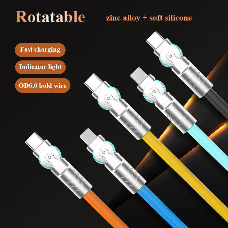 The New Rotary Type-C Data Cable Super Fast Charging Cable Is Applicab