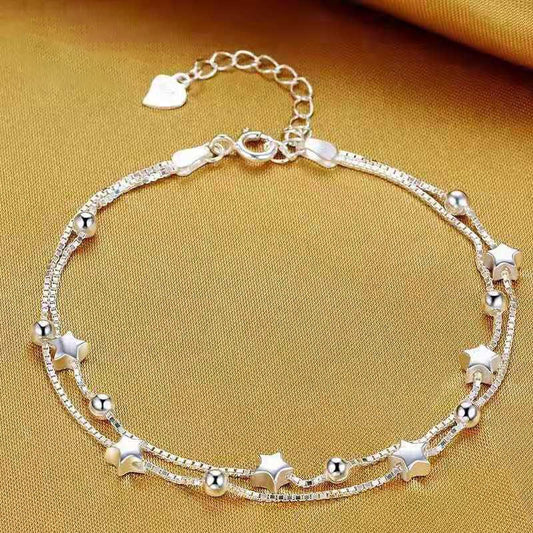 925 Sterling Silver Beautiful Stars Bracelets For Women Korean Fashion