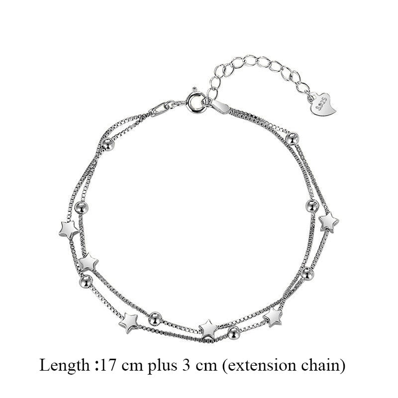 925 Sterling Silver Beautiful Stars Bracelets For Women Korean Fashion