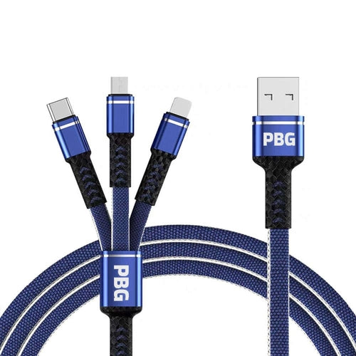 PBG 3 in 1 Cable Mesh/Nylon Braided HQ Multi Device Charging (iphone,