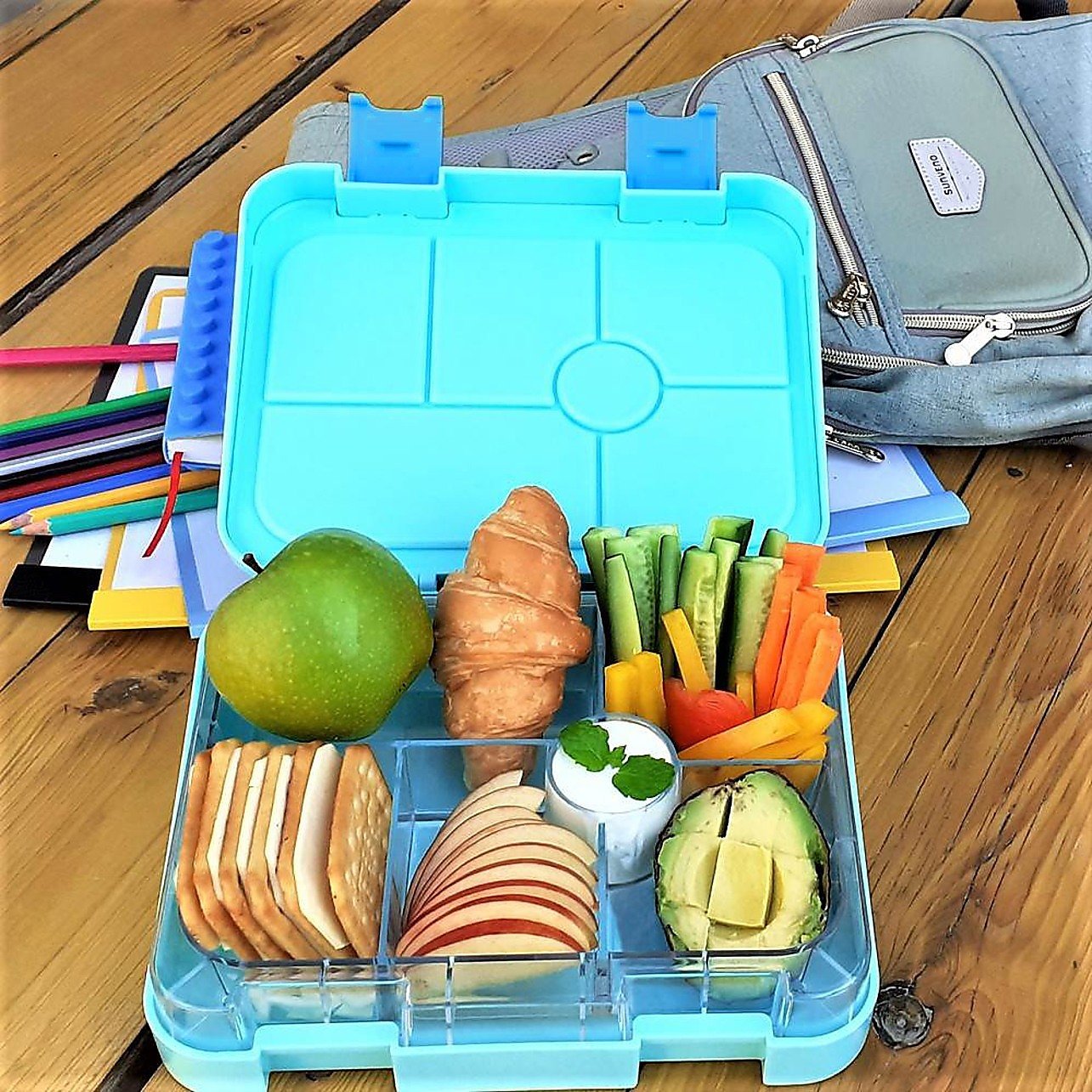 Bento Lunch Box Kids Leakproof Food Container School Picnic - Blue