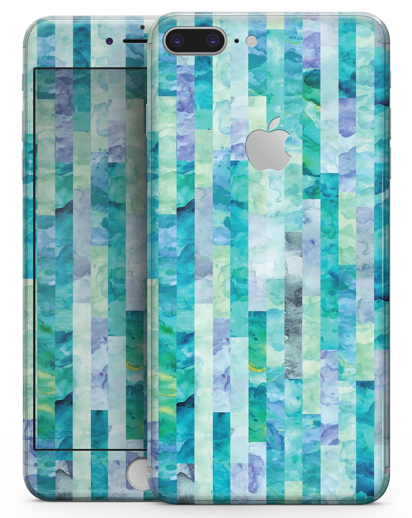 Aqua Watercolor Patchwork - Skin-kit for the iPhone 8 or 8 Plus