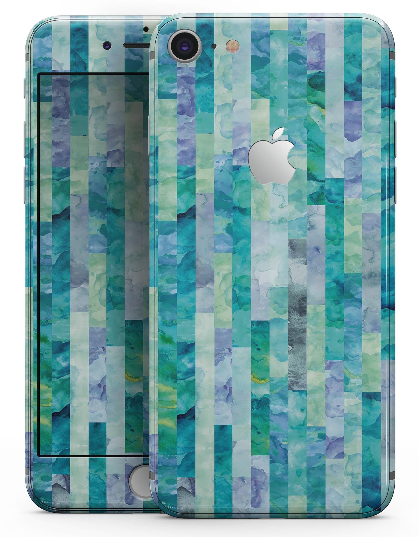 Aqua Watercolor Patchwork - Skin-kit for the iPhone 8 or 8 Plus