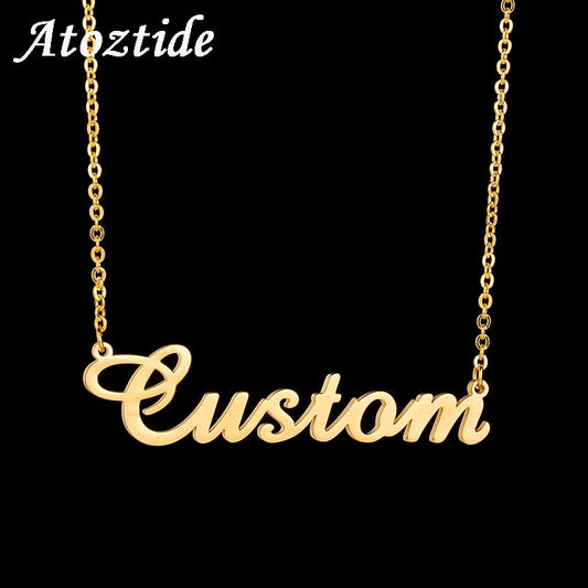 Atoztide Customized Fashion Stainless Steel Name Necklace Personalized