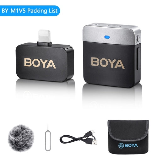 BOYA Wireless Lavalier Lapel Microphone for iPhone Android DSLR