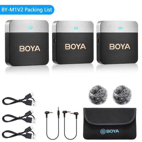 BOYA Wireless Lavalier Lapel Microphone for iPhone Android DSLR