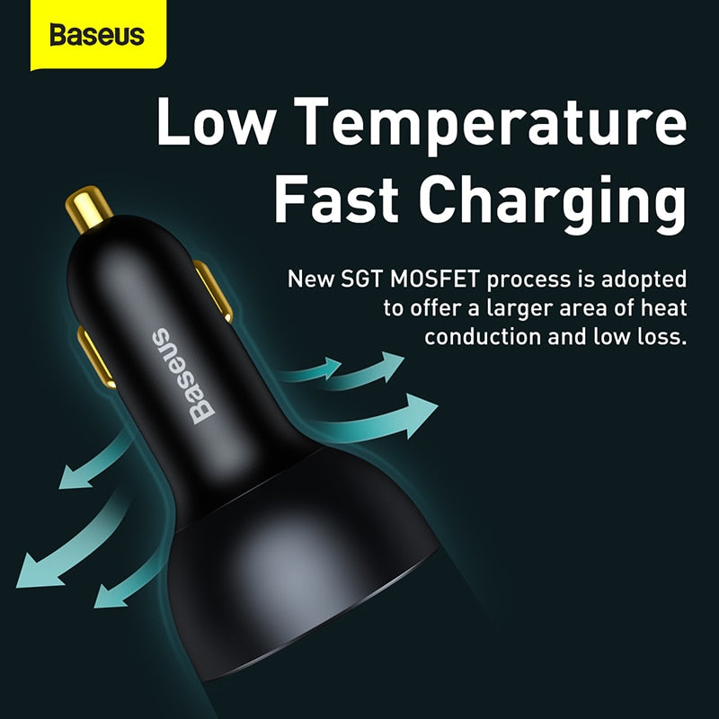 Baseus 160W Car Charger QC 5.0 Fast Charging For iPhone 13 12 Pro