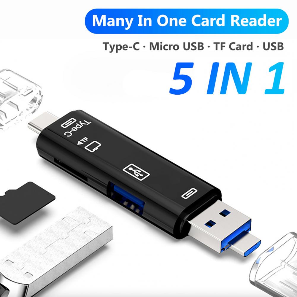 Card Reader 5 In 1 USB 3.0 Type C TF Card Reader Micro USB3.0 Type