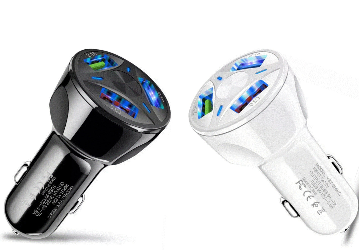 PBG 3 Port USB Fast LED Car Charger For Devices