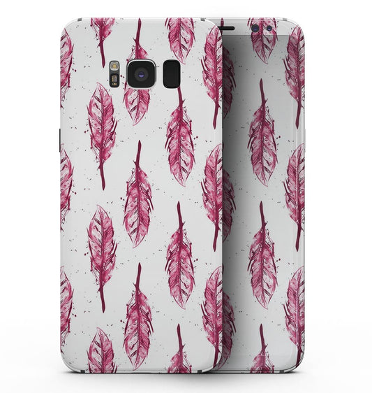 Crimson Feather Pattern - Samsung Galaxy S8 Full-Body Skin Kit