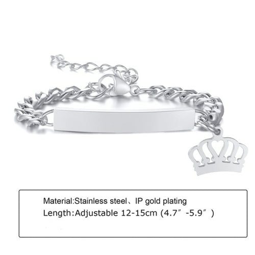 Custom Personalized Name Baby ID Bracelet, Stainless Steel Curb Chain