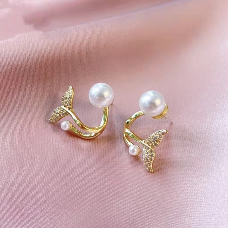 Europe And America 2023 New Temperament Fishtail Pearl Earrings