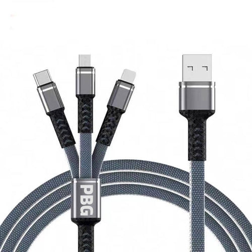 PBG 3 in 1 Cable Mesh/Nylon Braided HQ Multi Device Charging (iphone,