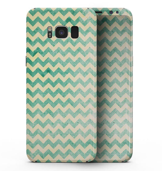 Faded Green Chevron Pattern - Samsung Galaxy S8 Full-Body Skin Kit