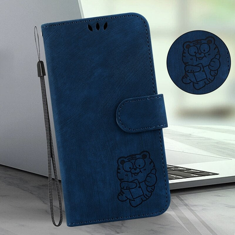 For Xiaomi Mi A3 Case Xiomi A3 Etui Cartoon Tiger Pattern Wallet Card