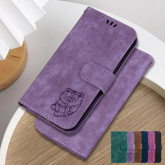 For Xiaomi Mi A3 Case Xiomi A3 Etui Cartoon Tiger Pattern Wallet Card