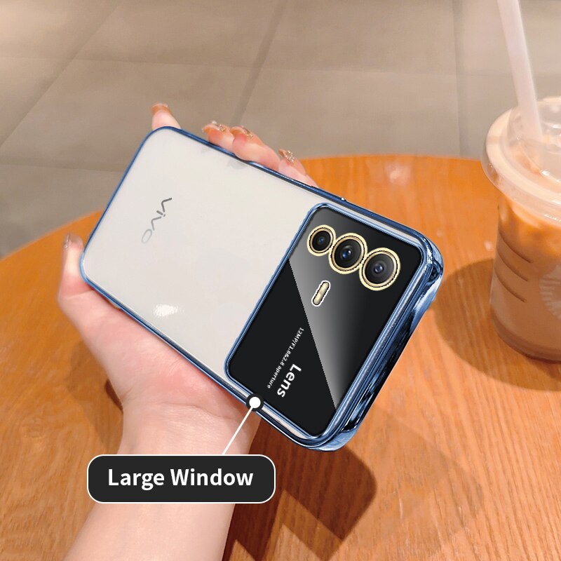 Luxury Original Large Window Phone Case For VIVO S12 Full Transparent