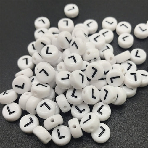 New 100pcs 7mm Letter Beads Oval Shape Acrylic Spacer Loose Beads For