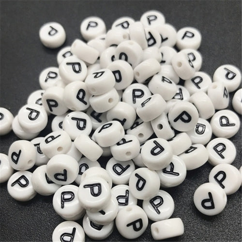 New 100pcs 7mm Letter Beads Oval Shape Acrylic Spacer Loose Beads For