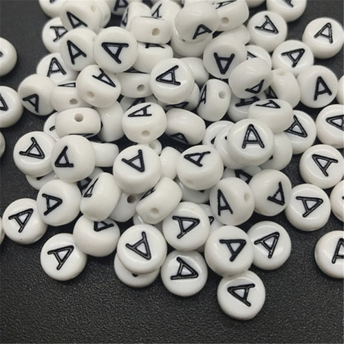 New 100pcs 7mm Letter Beads Oval Shape Acrylic Spacer Loose Beads For