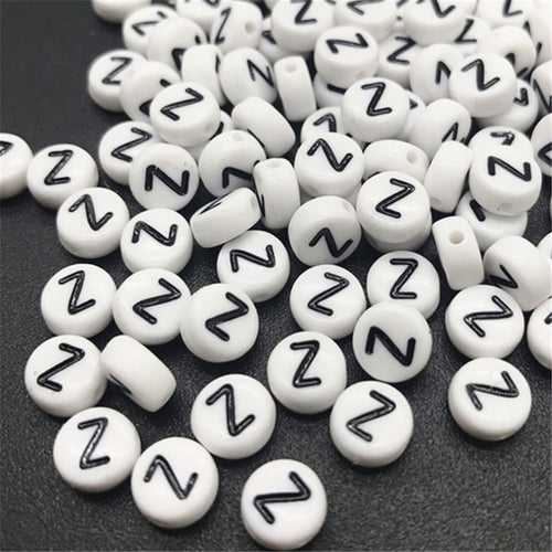 New 100pcs 7mm Letter Beads Oval Shape Acrylic Spacer Loose Beads For