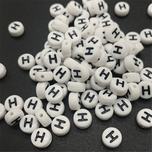 New 100pcs 7mm Letter Beads Oval Shape Acrylic Spacer Loose Beads For