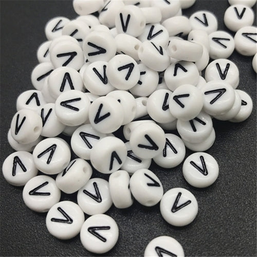 New 100pcs 7mm Letter Beads Oval Shape Acrylic Spacer Loose Beads For