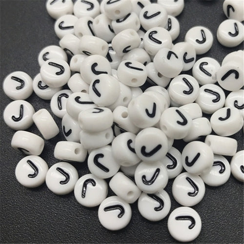 New 100pcs 7mm Letter Beads Oval Shape Acrylic Spacer Loose Beads For