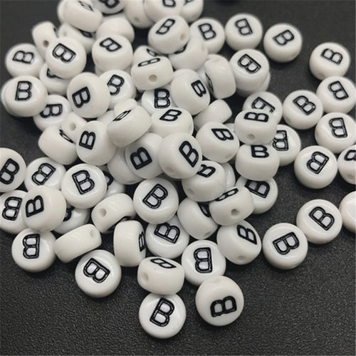 New 100pcs 7mm Letter Beads Oval Shape Acrylic Spacer Loose Beads For