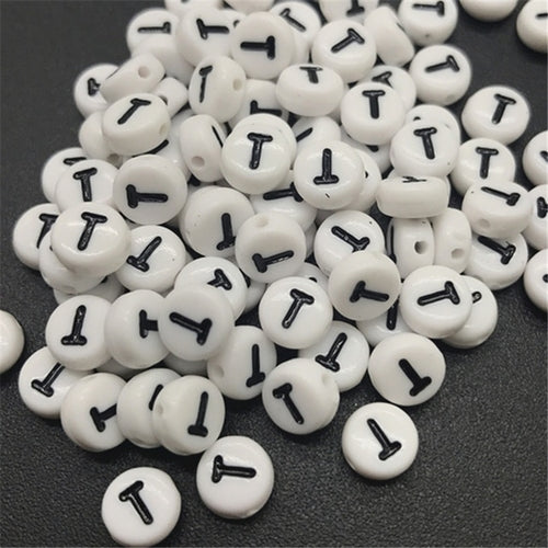 New 100pcs 7mm Letter Beads Oval Shape Acrylic Spacer Loose Beads For