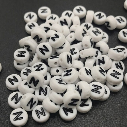 New 100pcs 7mm Letter Beads Oval Shape Acrylic Spacer Loose Beads For