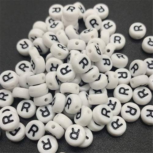 New 100pcs 7mm Letter Beads Oval Shape Acrylic Spacer Loose Beads For