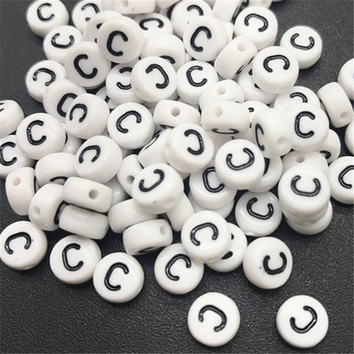 New 100pcs 7mm Letter Beads Oval Shape Acrylic Spacer Loose Beads For