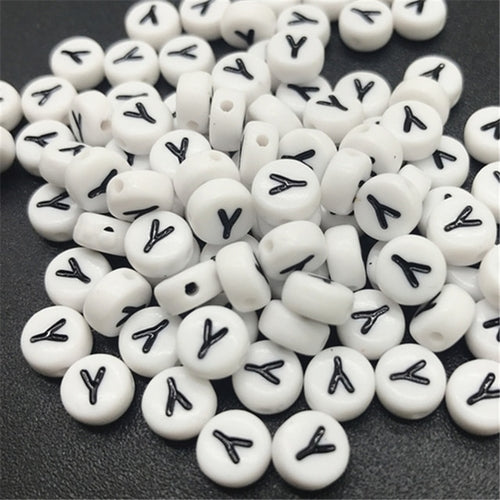 New 100pcs 7mm Letter Beads Oval Shape Acrylic Spacer Loose Beads For