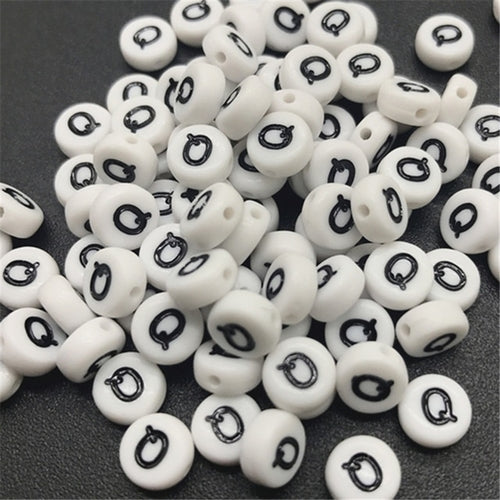 New 100pcs 7mm Letter Beads Oval Shape Acrylic Spacer Loose Beads For